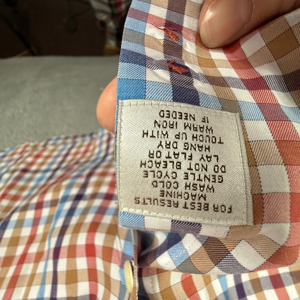 Peter Millar Mens XXLarge Plaid Long Sleeve Button Down‎ Shirt 100% Cotton